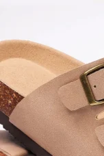 Helena | Nappa Leather Cork Base Slides