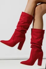 Therese | Pleated Suede Heel Boots