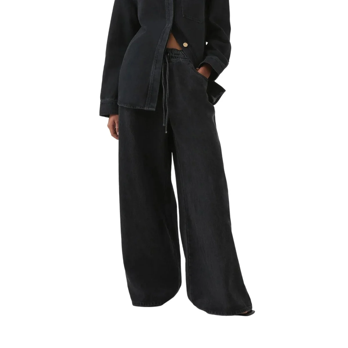 Mariange | Drawstring Wide Leg Denim Jeans