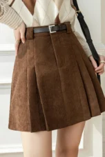Gaetane | Pleated Corduroy Mini Skirt