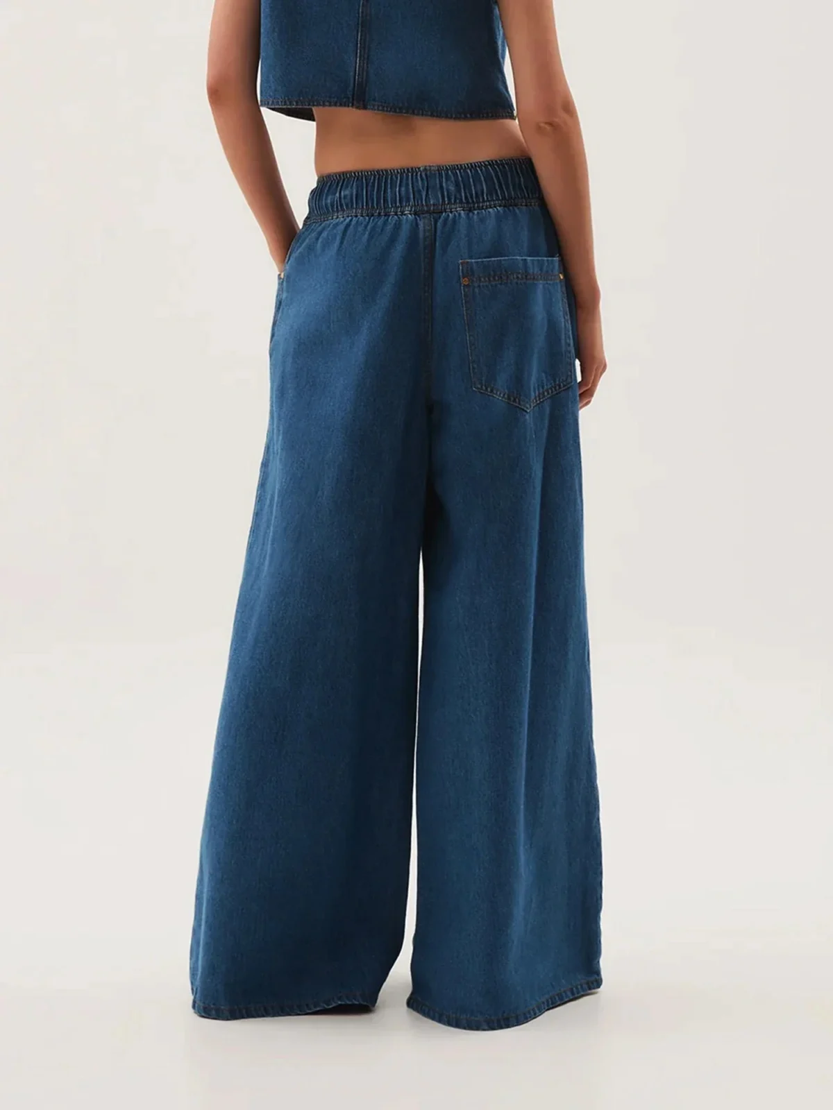 Mariange | Drawstring Wide Leg Denim Jeans
