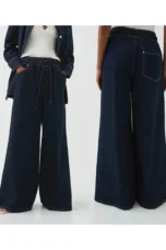 Mariange | Drawstring Wide Leg Denim Jeans