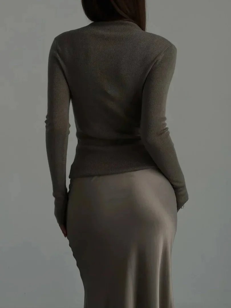 Deborah | Fishtail Hem Satin Maxi Skirt
