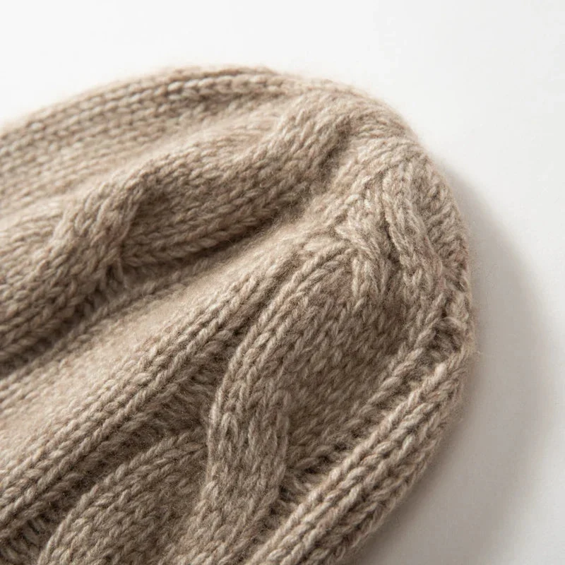 100% Cashmere Cable Knit Beanie