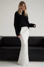 Deborah | Fishtail Hem Satin Maxi Skirt