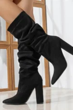 Therese | Pleated Suede Heel Boots
