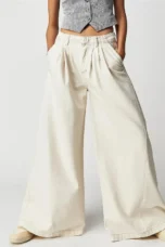 Tharsile | Pleated 100% Cotton Wide Jeans