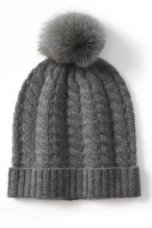 Fine Knit Cashmere Pom Beanie