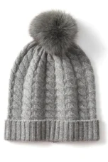 Fine Knit Cashmere Pom Beanie