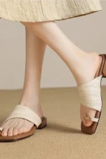 Amanda | Braided Raffia Toe Loop Sandals