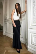 Deborah | Fishtail Hem Satin Maxi Skirt