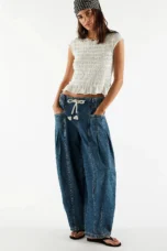 Julienne | Cotton Denim Drawstring Pants