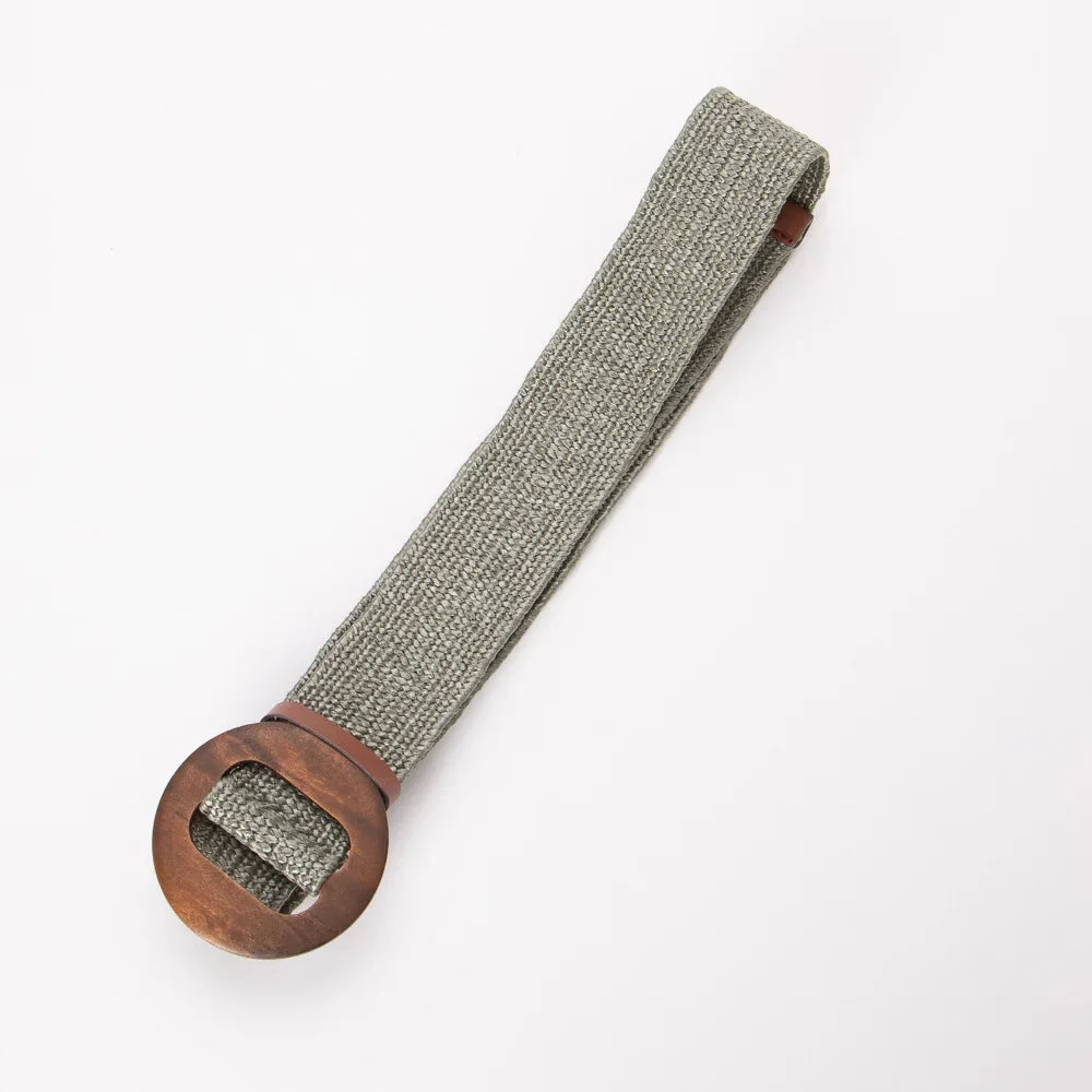 Woven Straw Belt, Wood Ring Buckle