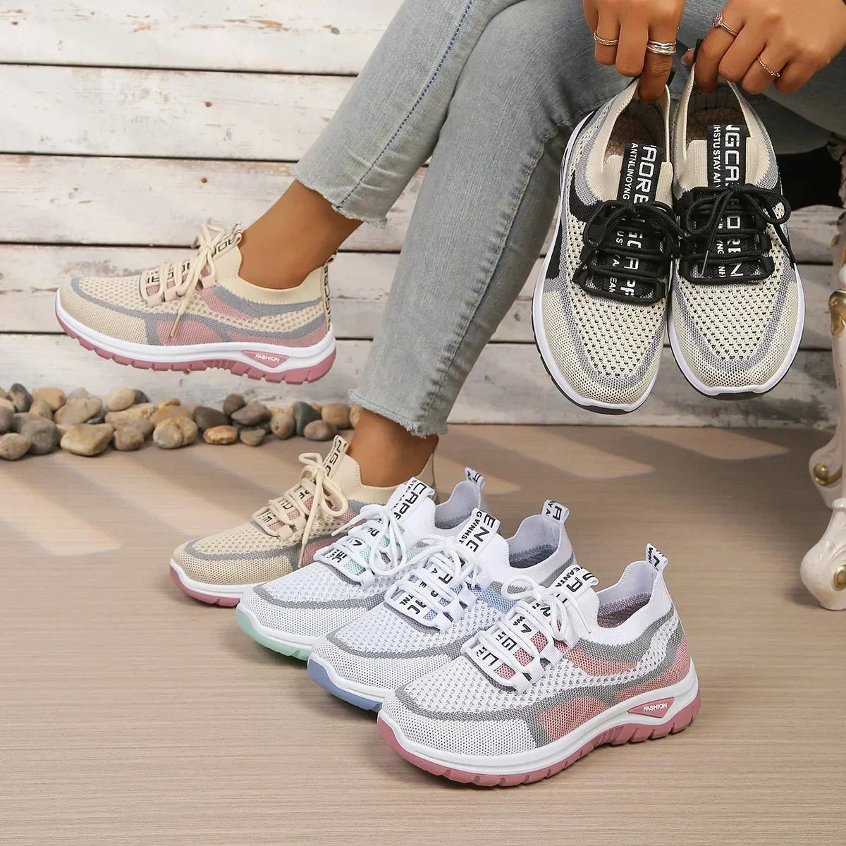 Lucille | Padded Collar Two Tone Sneakers