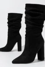 Therese | Pleated Suede Heel Boots