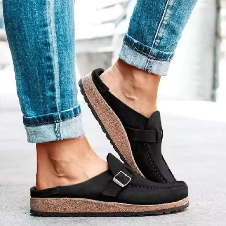 Georgianna | Buckled Platform Slip-On Mules