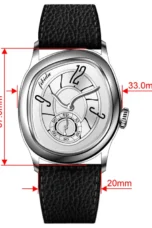 Faceted Steel Watch, Leather Strap