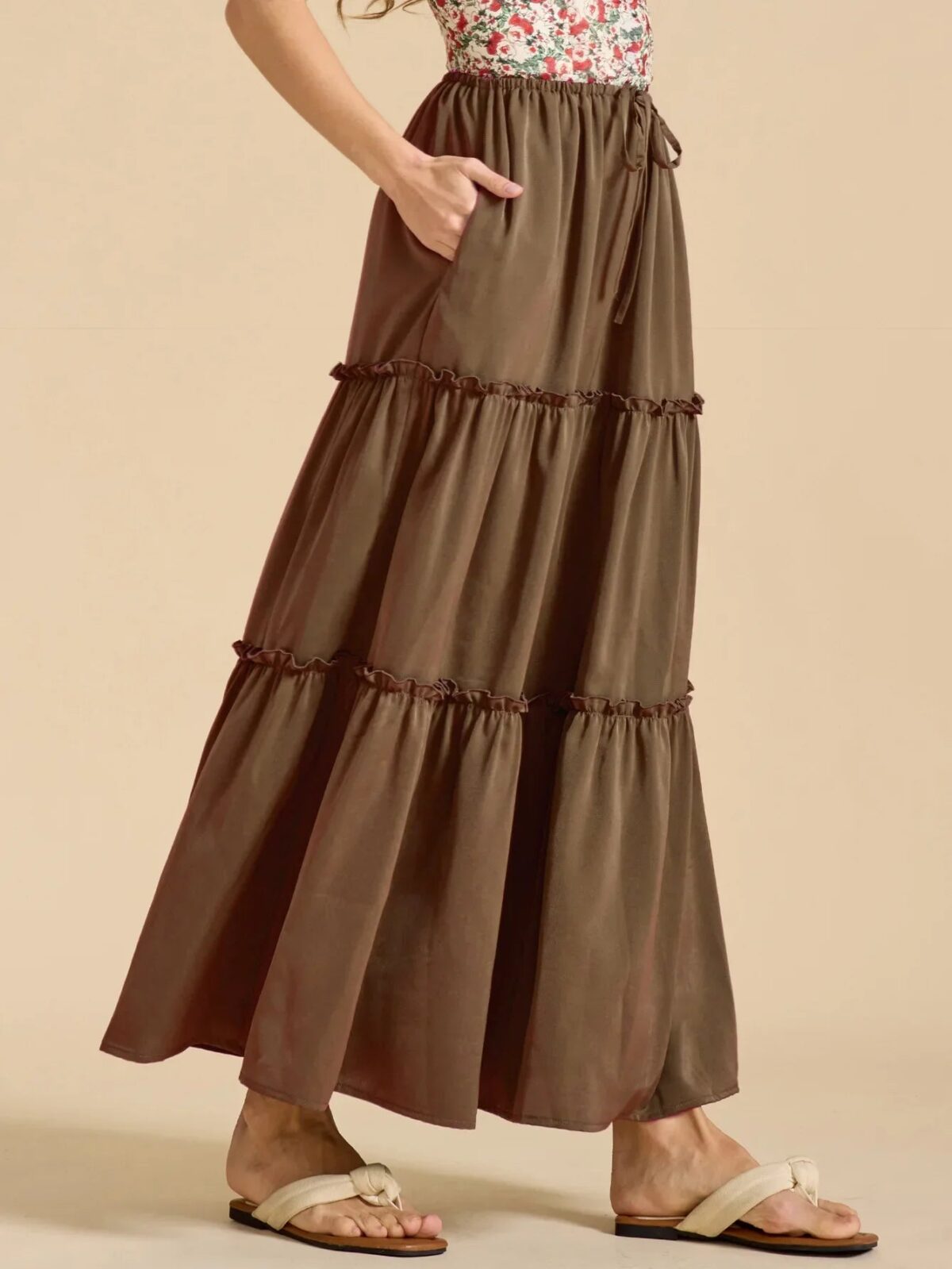 Vivian | 100% Cotton Drawstring Maxi Skirt