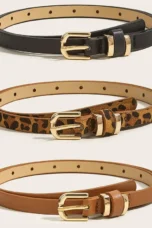 Leopard Print Leather Belt, 41 in
