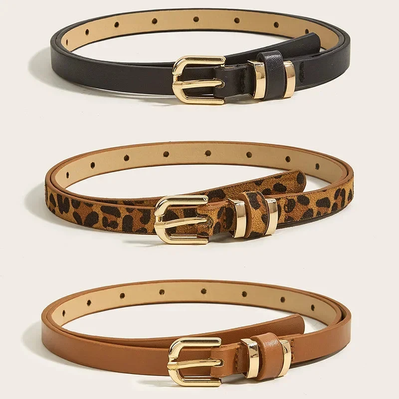 Leopard Print Leather Belt, 41 in