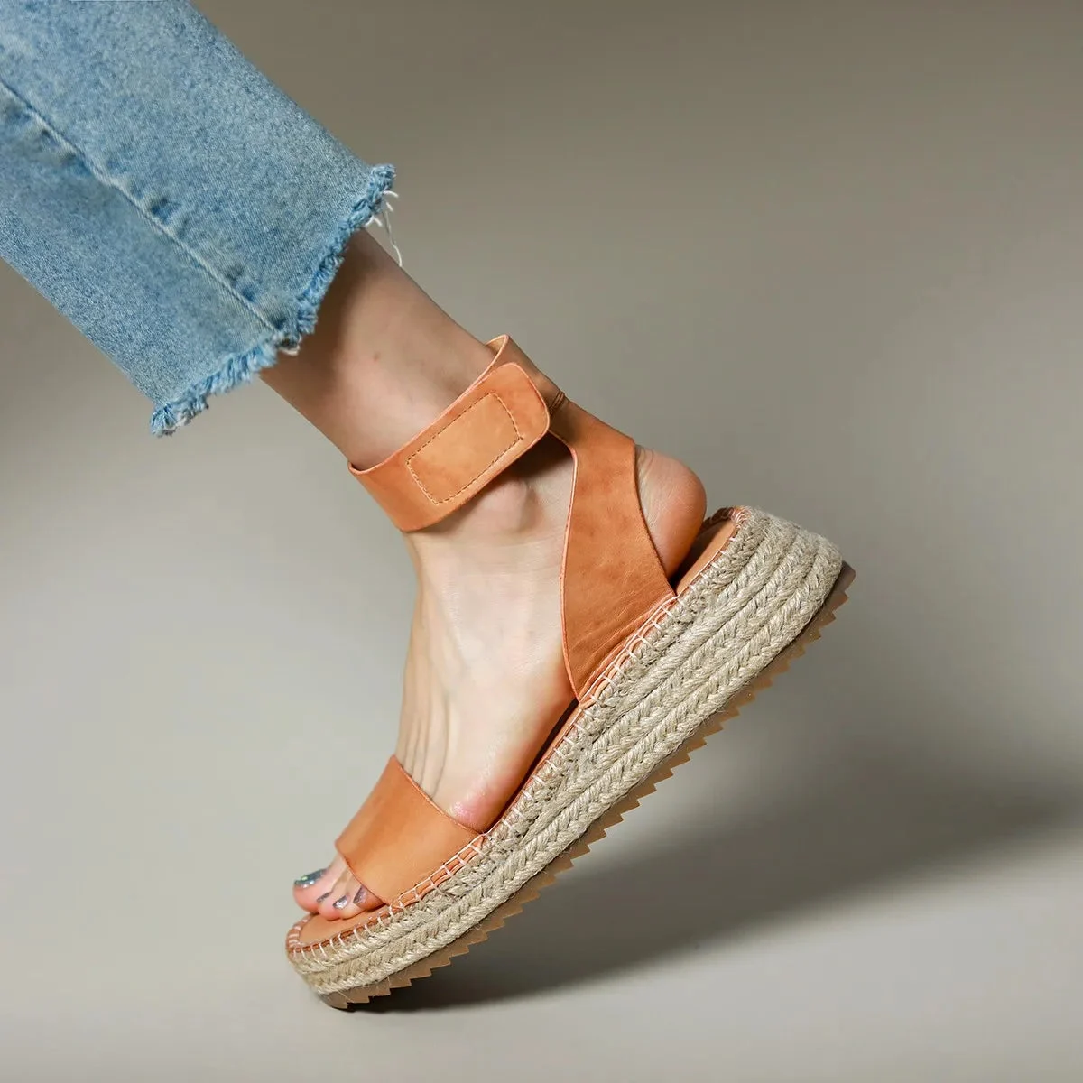 Zulma | Leather Strap Platform Espadrilles