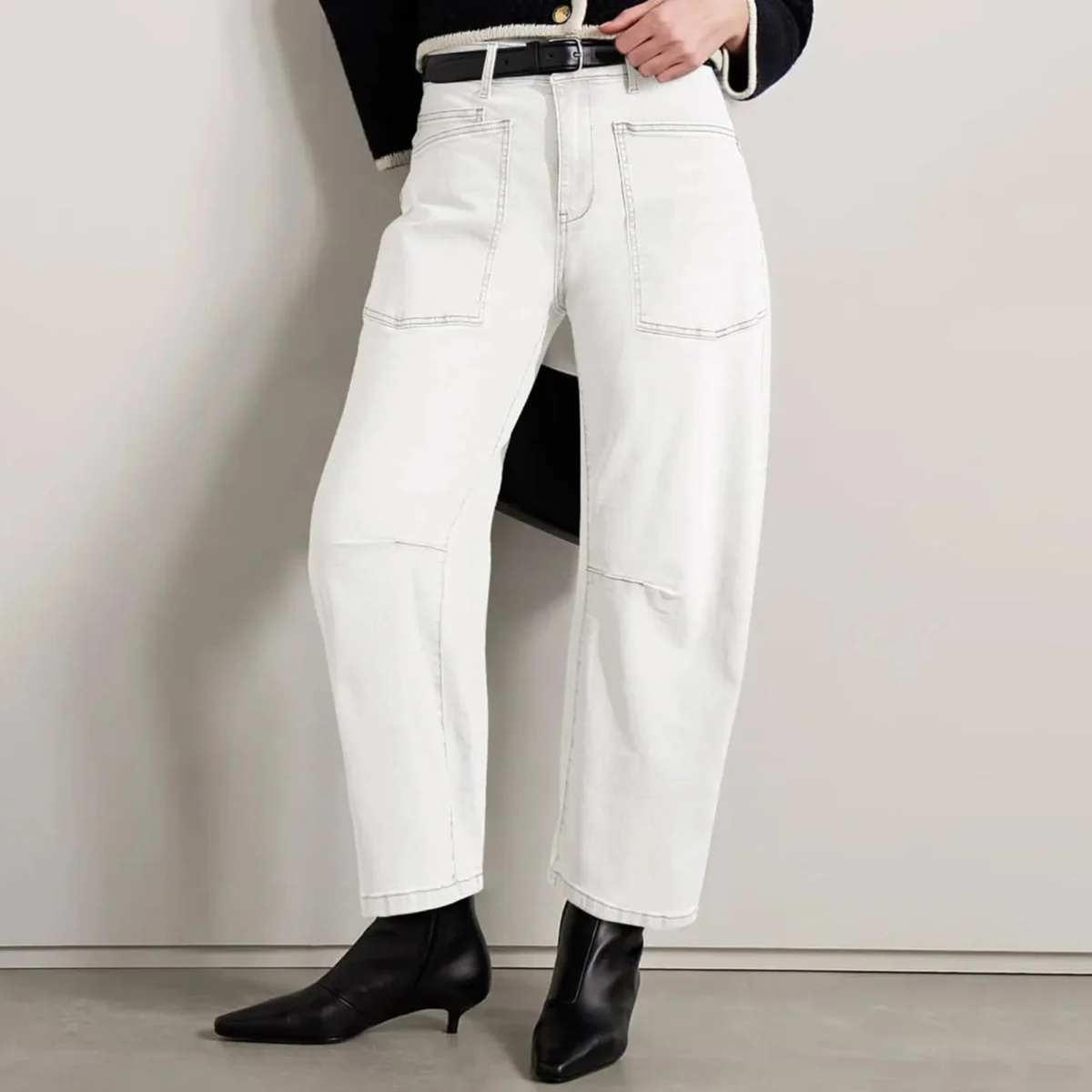 Sylviane | Structured Denim Barrel Leg Jeans