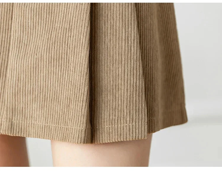 Gaetane | Pleated Corduroy Mini Skirt