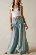 Lucia | Cotton Chambray Wide Leg Pants