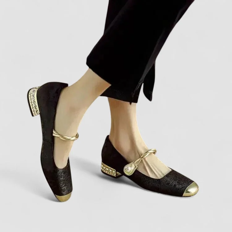 Vera | Pearl Strap Leather Mary Janes