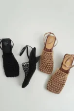 Alida | Braided Linen Square Toe Heels