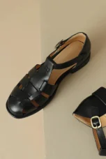 Arminda | Woven Leather T-Strap Sandals
