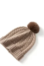 Fine Knit Cashmere Pom Beanie