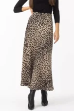 Alexandrine | Leopard Print Satin Skirt