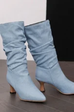 Agathe | Mid-Calf Slip-On Heel Boots