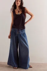 Lucia | Cotton Chambray Wide Leg Pants