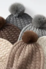 Fine Knit Cashmere Pom Beanie