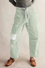Oralie | Striped Cotton Linen Trousers