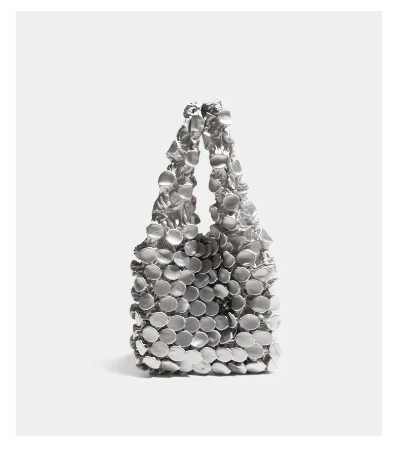 Ruched Bubble Tote, Long Shoulder Handles
