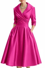 Antonia | Satin Lapel Collar Evening Dress