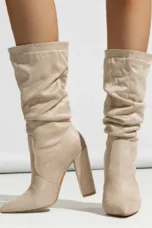 Therese | Pleated Suede Heel Boots