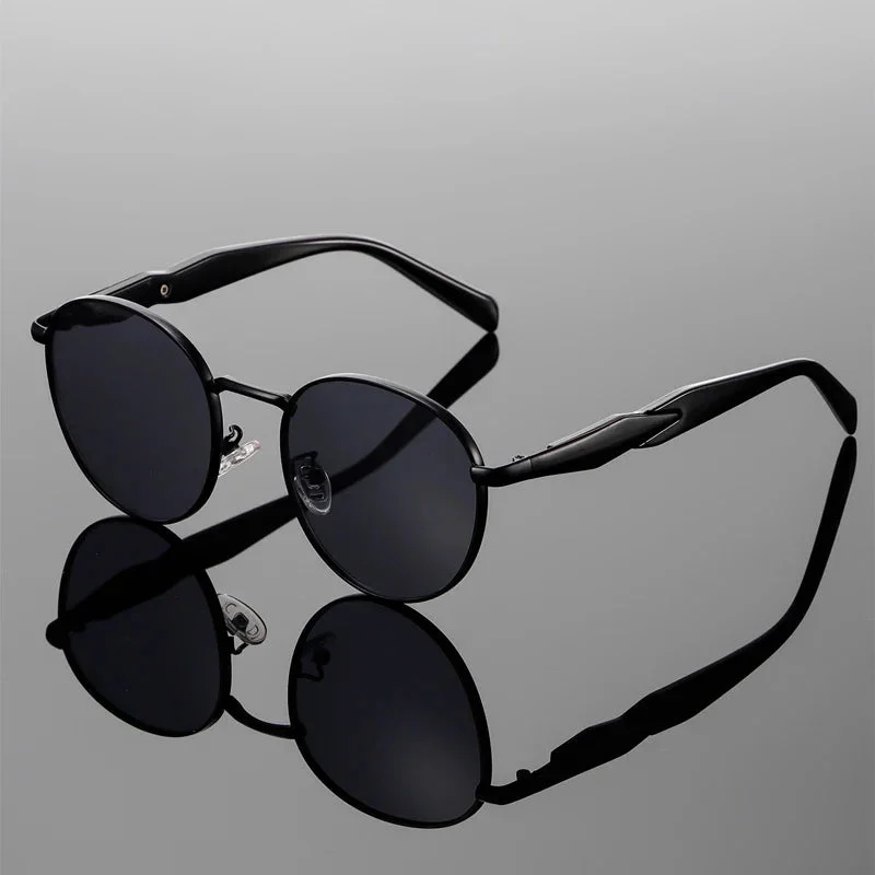 Amber Lens Round Metal Sunglasses