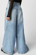 Tharsile | Pleated 100% Cotton Wide Jeans