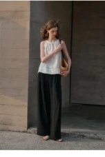 Valentina | Deep Pleated Linen Blend Pants