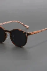 Frosted Wood Effect Round Sunglasses