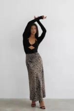 Alexandrine | Leopard Print Satin Skirt