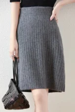 Rejeanne | Ribbed Merino Wool Midi Skirt