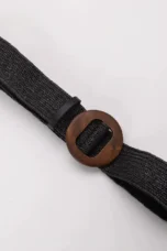 Woven Straw Belt, Wood Ring Buckle