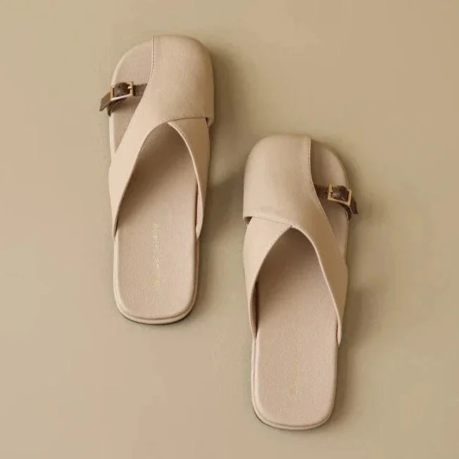 Luella | Sculpted Leather Footbed Sandals
