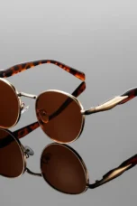 Amber Lens Round Metal Sunglasses
