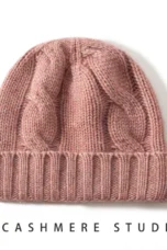 100% Cashmere Cable Knit Beanie